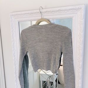 Ribbed Grey Cropped Sweater